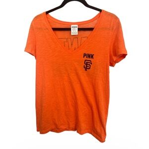 San Francisco Giants Baseball PINK Victoria's Secret Bright Orange V-Neck Tee
